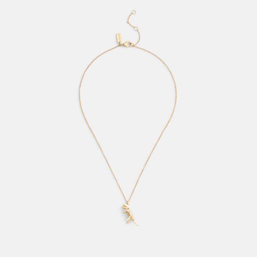 Coach Skeletal Rexy Pendant Necklace In Gold