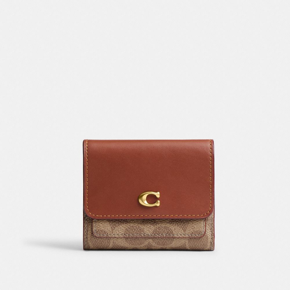 COACH®,Mila Small Flap Wallet In Signature Canvas,,Front View