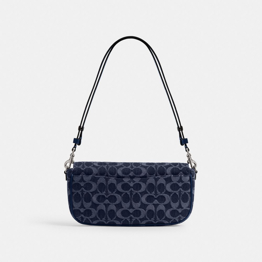 Coach Brook Flap Chain Bag In Signature Denim In Silver/deep Blue Multi