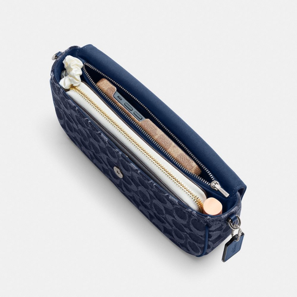 Coach Brook Flap Chain Bag In Signature Denim In Silver/deep Blue Multi