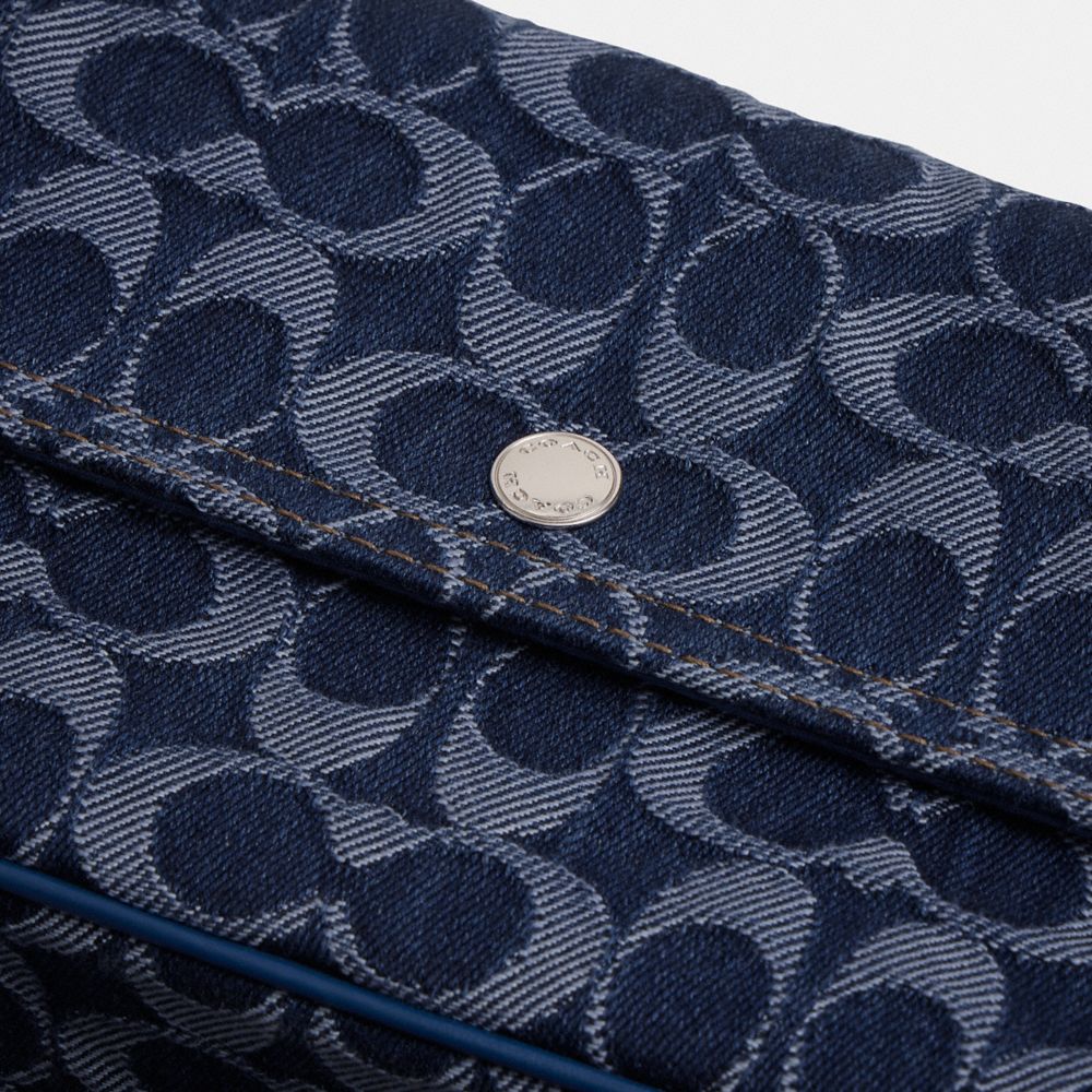 Coach Brook Flap Chain Bag In Signature Denim In Silver/deep Blue Multi