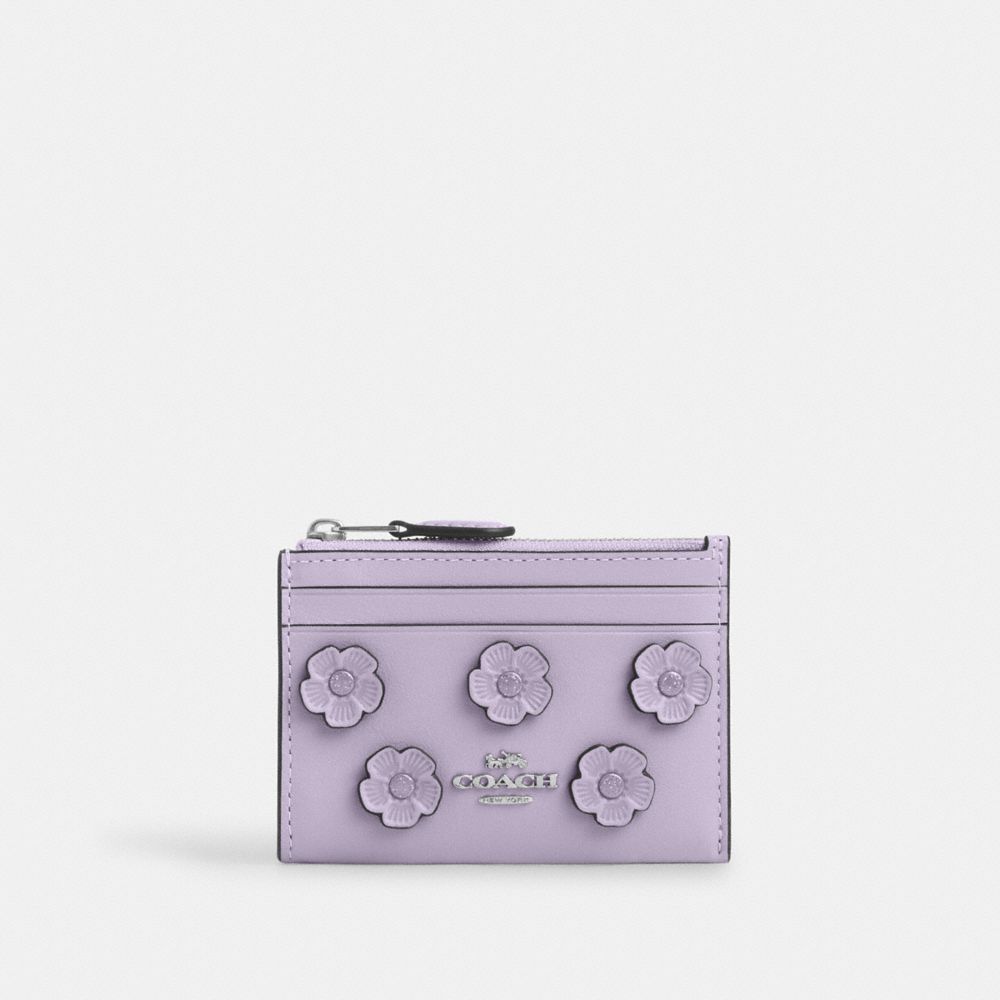 COACH®,Mini Skinny Id Case With Floral Applique,,Front View
