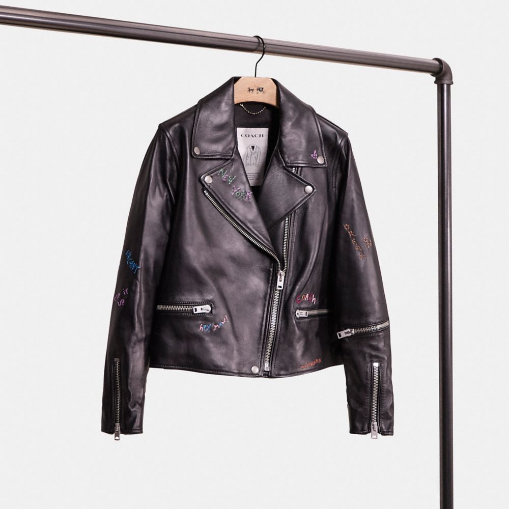 Shop Coach Restored A Love Letter To New York Leather Biker Jacket In Black