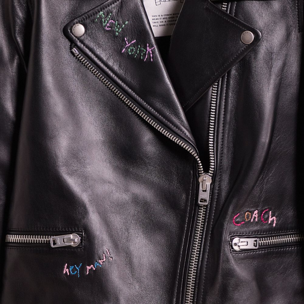 Shop Coach Restored A Love Letter To New York Leather Biker Jacket In Black