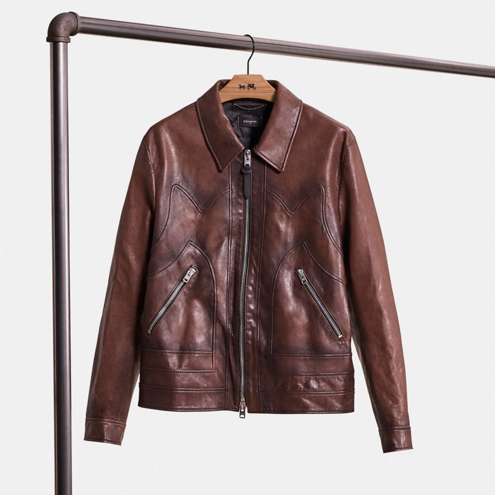 Coach burnished leather jacket hotsell