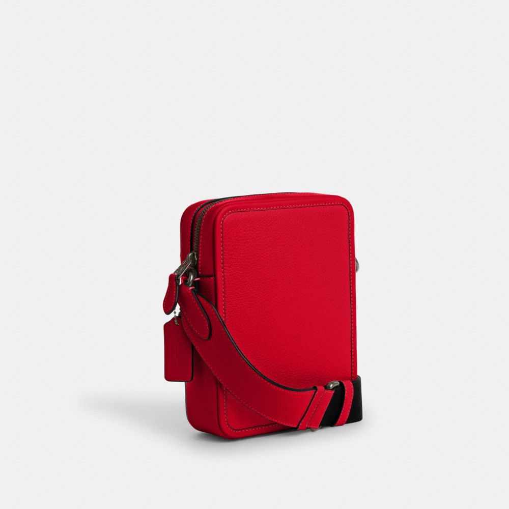 COACH®,Sullivan Crossbody Bag,Calfskin Leather,Crossbody,Logo,Embossed,Casual,Red,Angle View