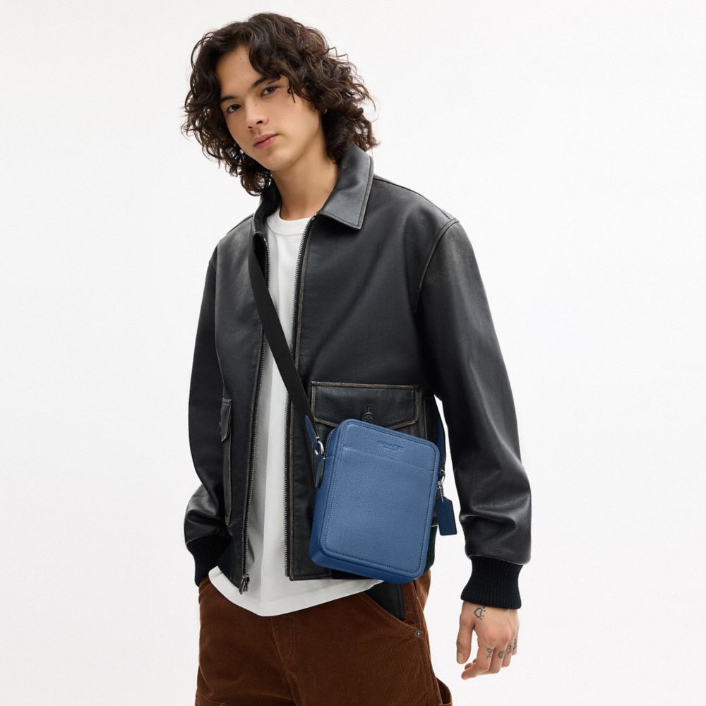 COACH®,Sullivan Crossbody Bag,Calfskin Leather,Crossbody,Embossed,Logo,Casual,Blue,Detail View
