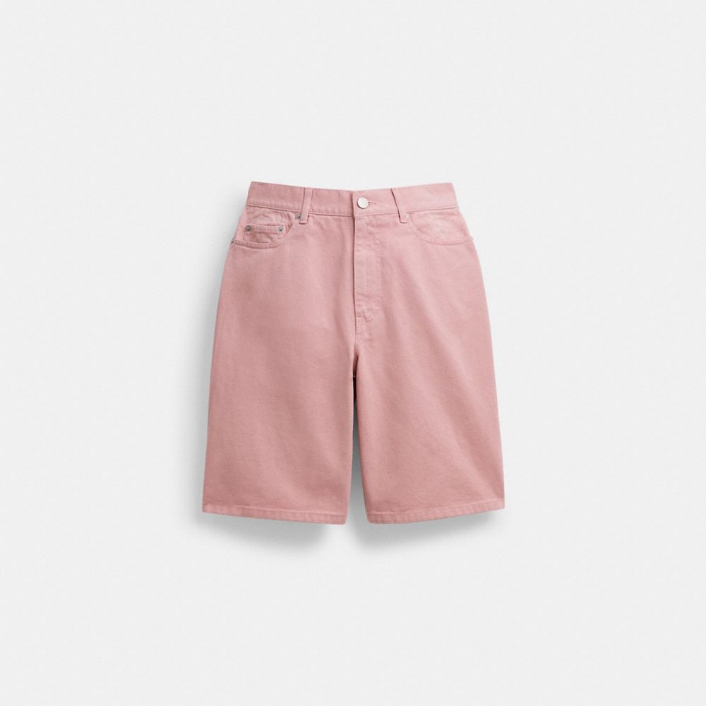 Coach Denim Skater Shorts In Pink