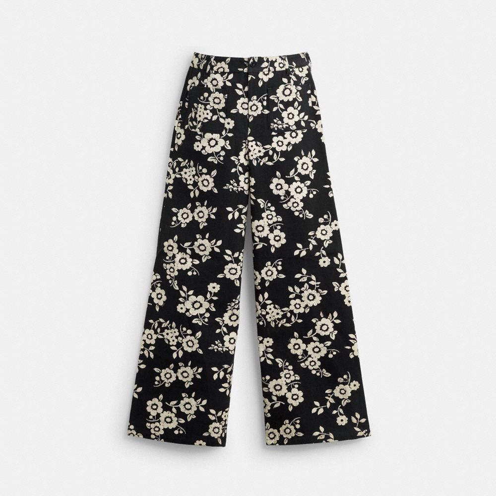Coach Floral Printed Trousers In Regenerative Cotton