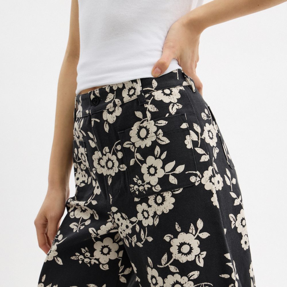 COACH®,Floral Printed Pants In Regenerative Cotton,,Detail View