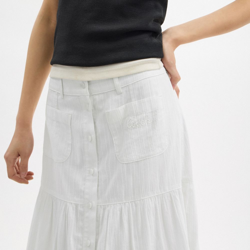 COACH®,Tiered Maxi Skirt,,Detail View