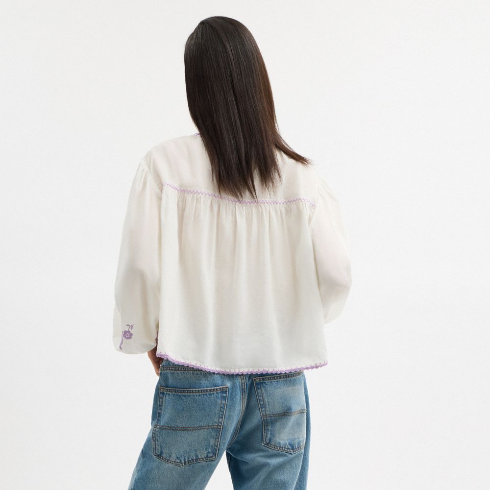 Coach Floral Embroidered Blouse
