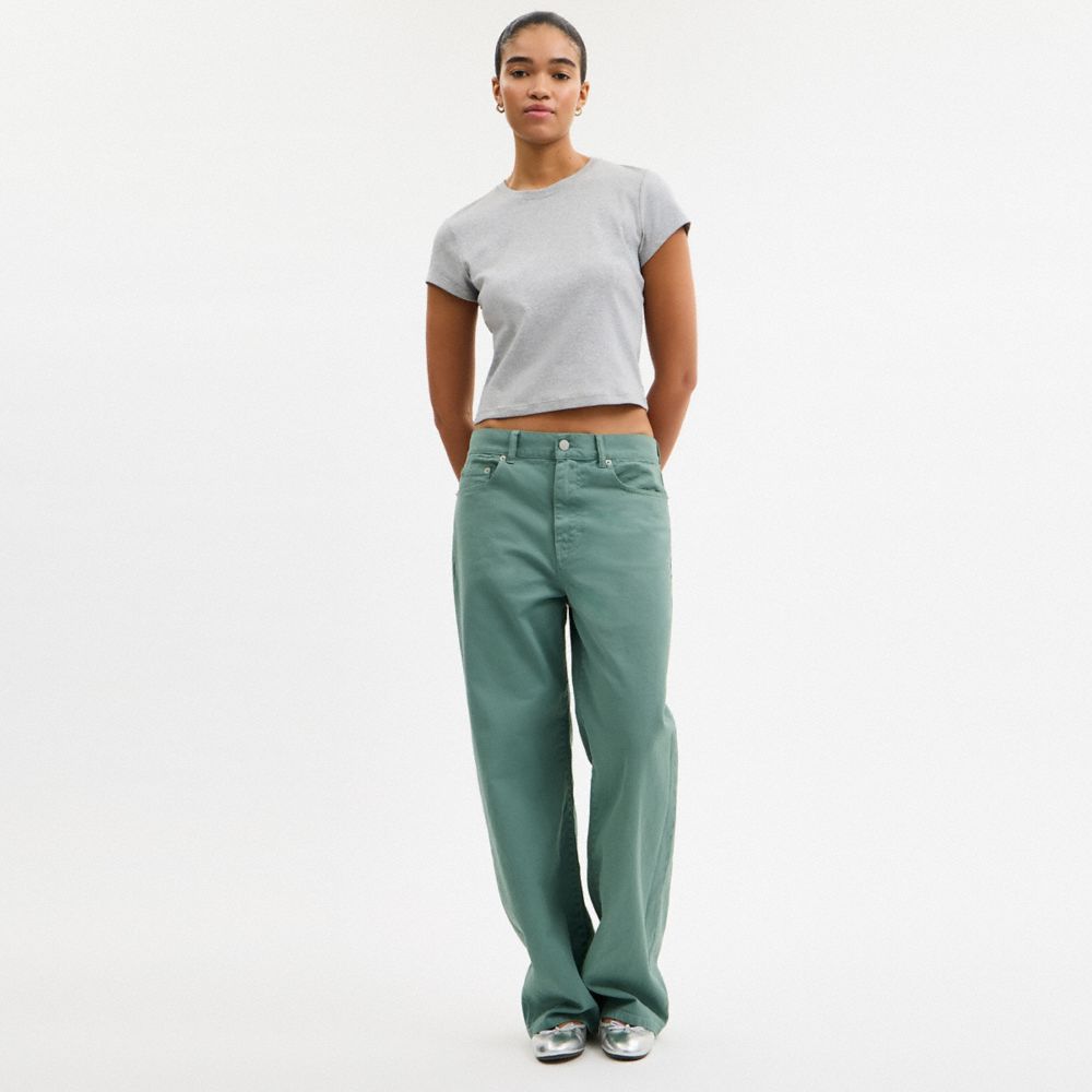 COACH®,Loose Fit Jeans,Teal,Scale View