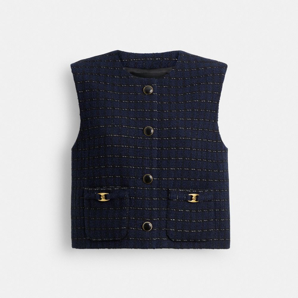Coach Heritage C Boucle Vest In Black