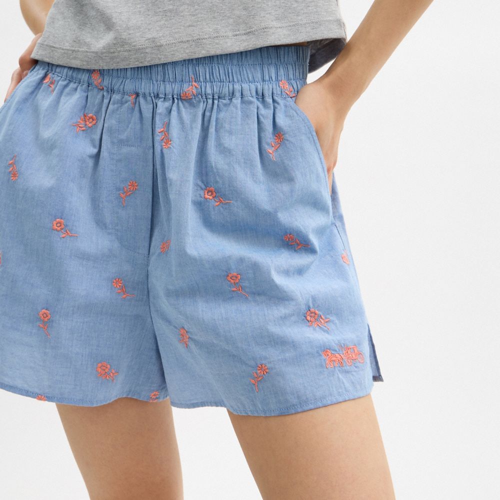 COACH®,Floral Embroidery Boxer Shorts,,Detail View
