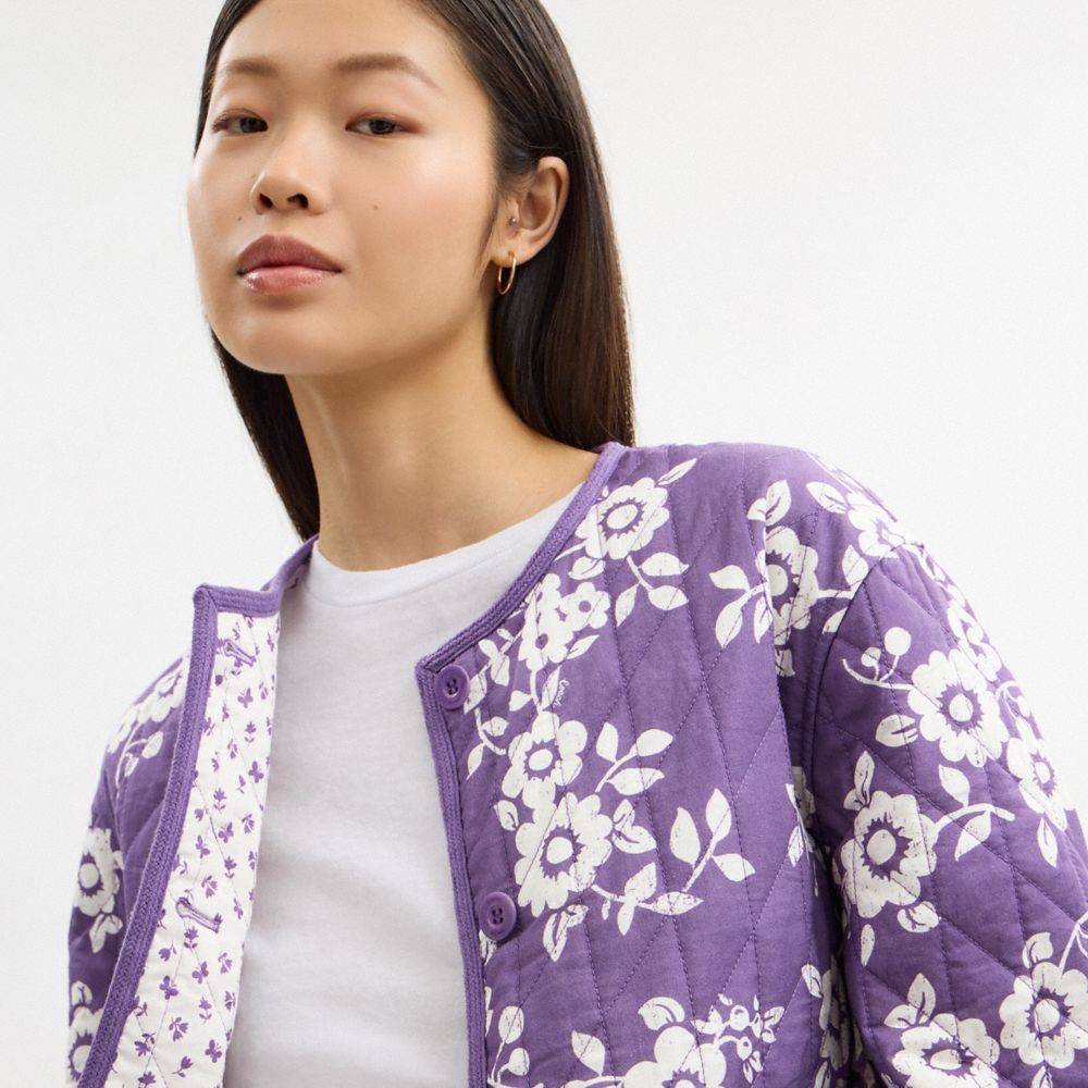 COACH®,Quilted Floral Jacket,,Detail View