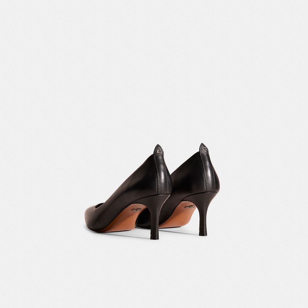 COACH®,Restored Waverly Pump,Leather,Pumps,Fabric,Sustainable,Breathable,Work,Black,Back View
