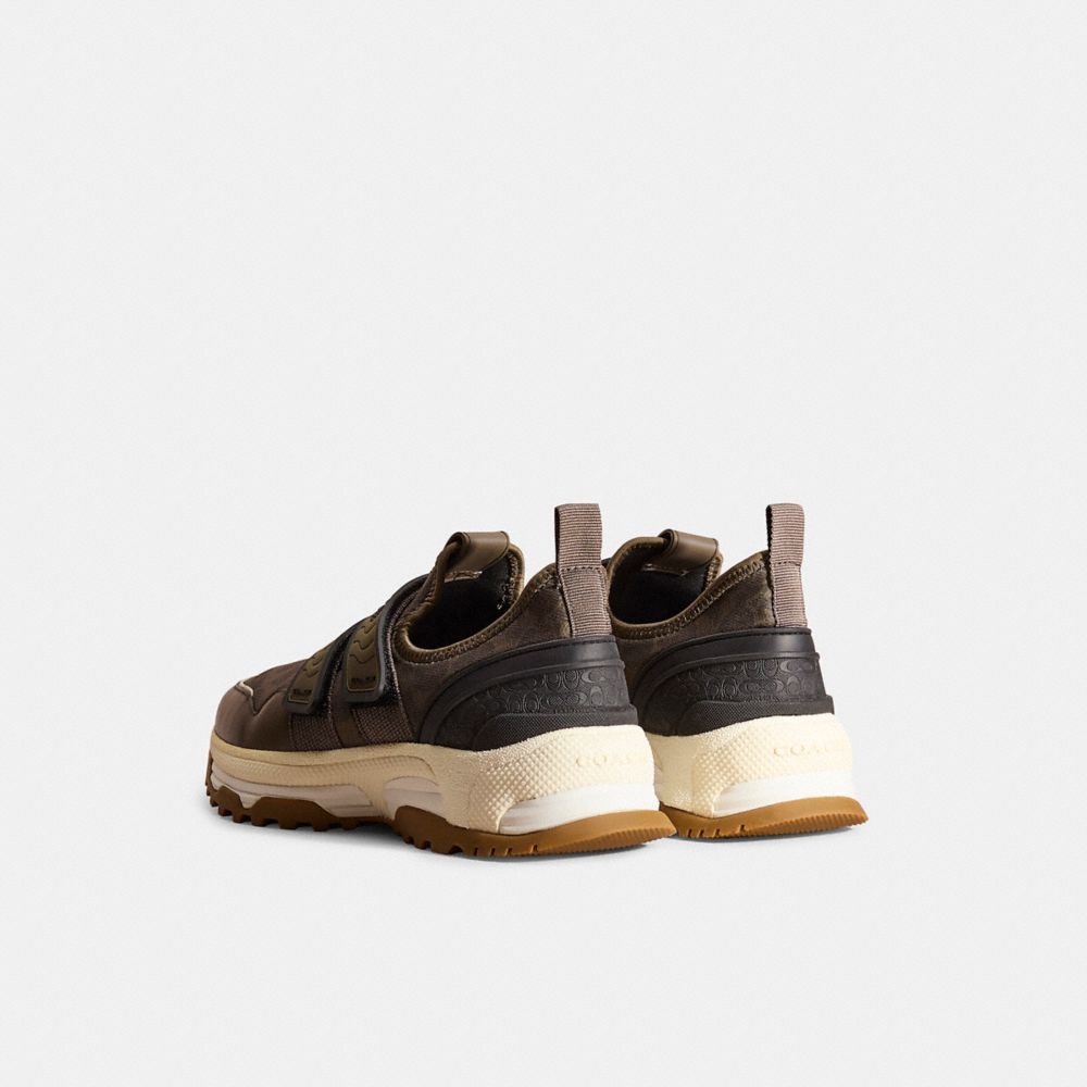 COACH®,Restored C143 Two Strap Runner,Rubber,Neoprene,Activewear,Color Block,Flexible,Activewear,Brown,Back View