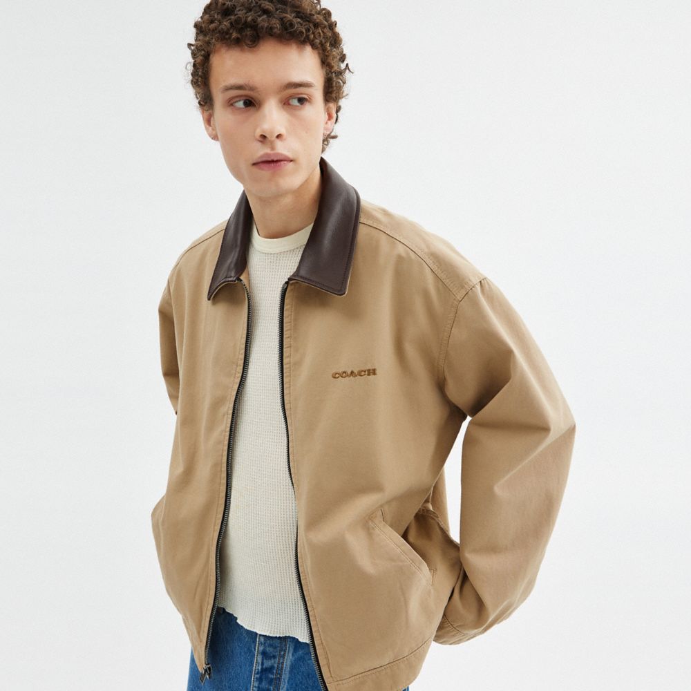 COACH®,Twill Work Jacket,Beige,Detail View