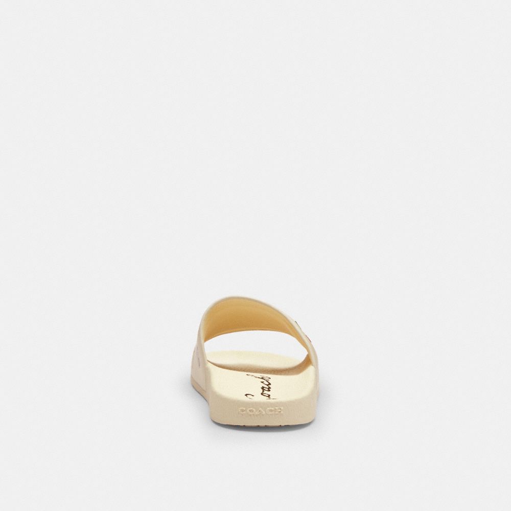 COACH®,Udele Sport Slide With Sketch Print,Leather,Rubber,Slides,Embroidered,Casual,Cream,Alternate View