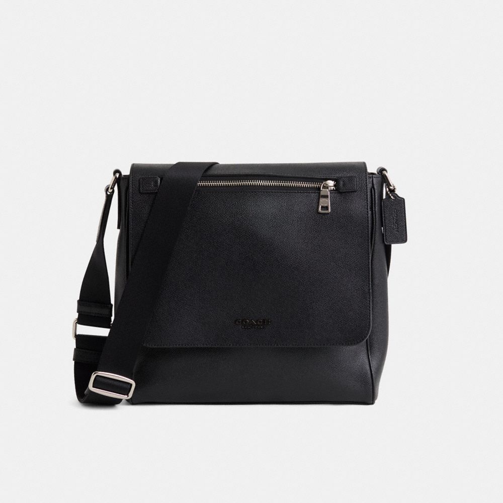 COACH®,Restored Kennedy Map Bag,Crossbody,Metal,Logo,Work,Casual,Black,Front View