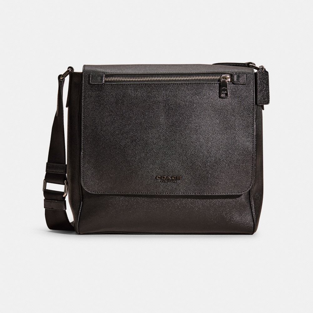 COACH®,Restored Kennedy Map Bag,Crossbody,Logo,Metal,Work,Casual,Black,Front View