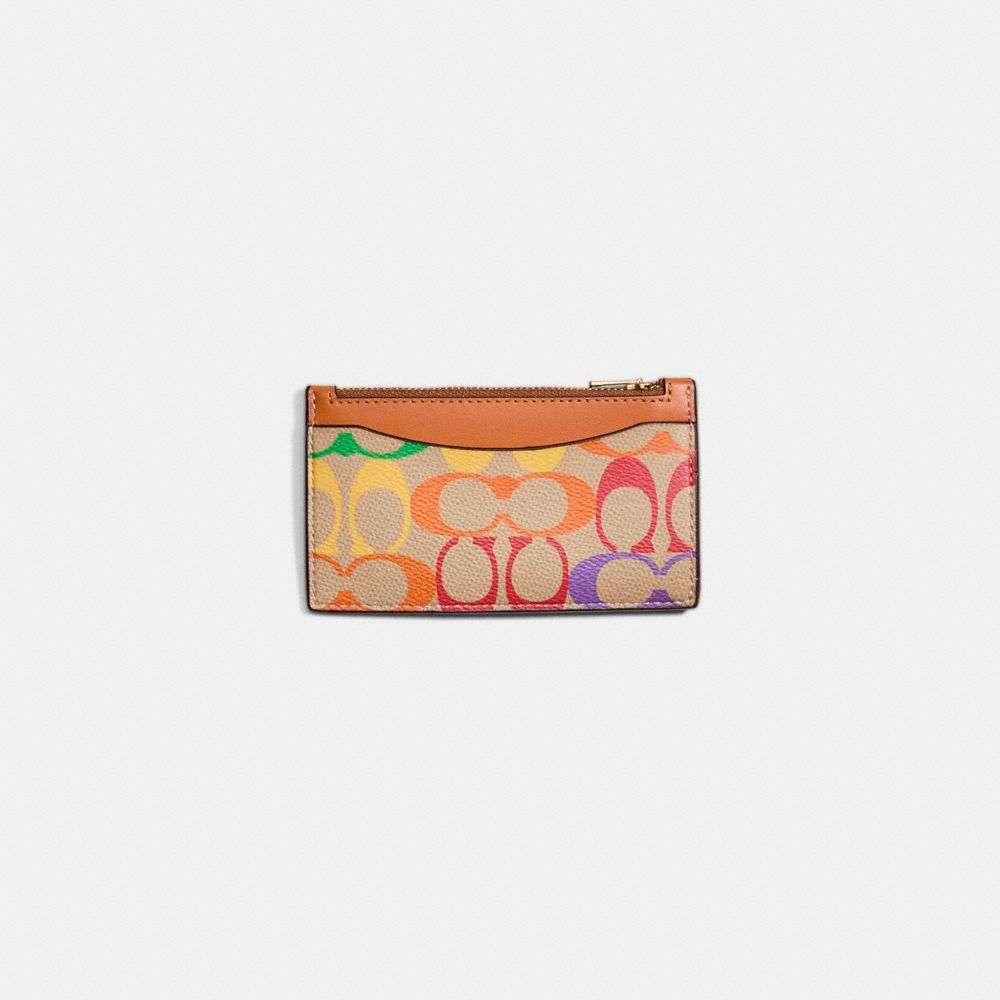 COACH Restored Zip Card Case In Rainbow Signature Canvas