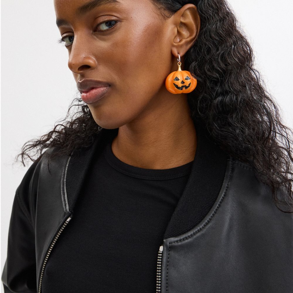 COACH®,Pumpkin Earring,Orange,Detail View