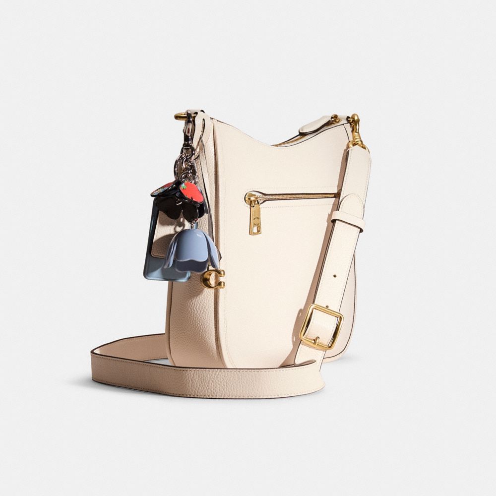 COACH®,Upcrafted Chaise Crossbody Bag,Leather,Crossbody,3D Embellishment,Whipstitch,Brass,Casual,Cream,Angle View