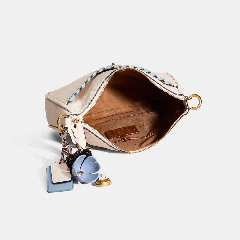 COACH®,Upcrafted Chaise Crossbody Bag,Leather,Crossbody,3D Embellishment,Whipstitch,Brass,Casual,Cream,Inside View,Top View