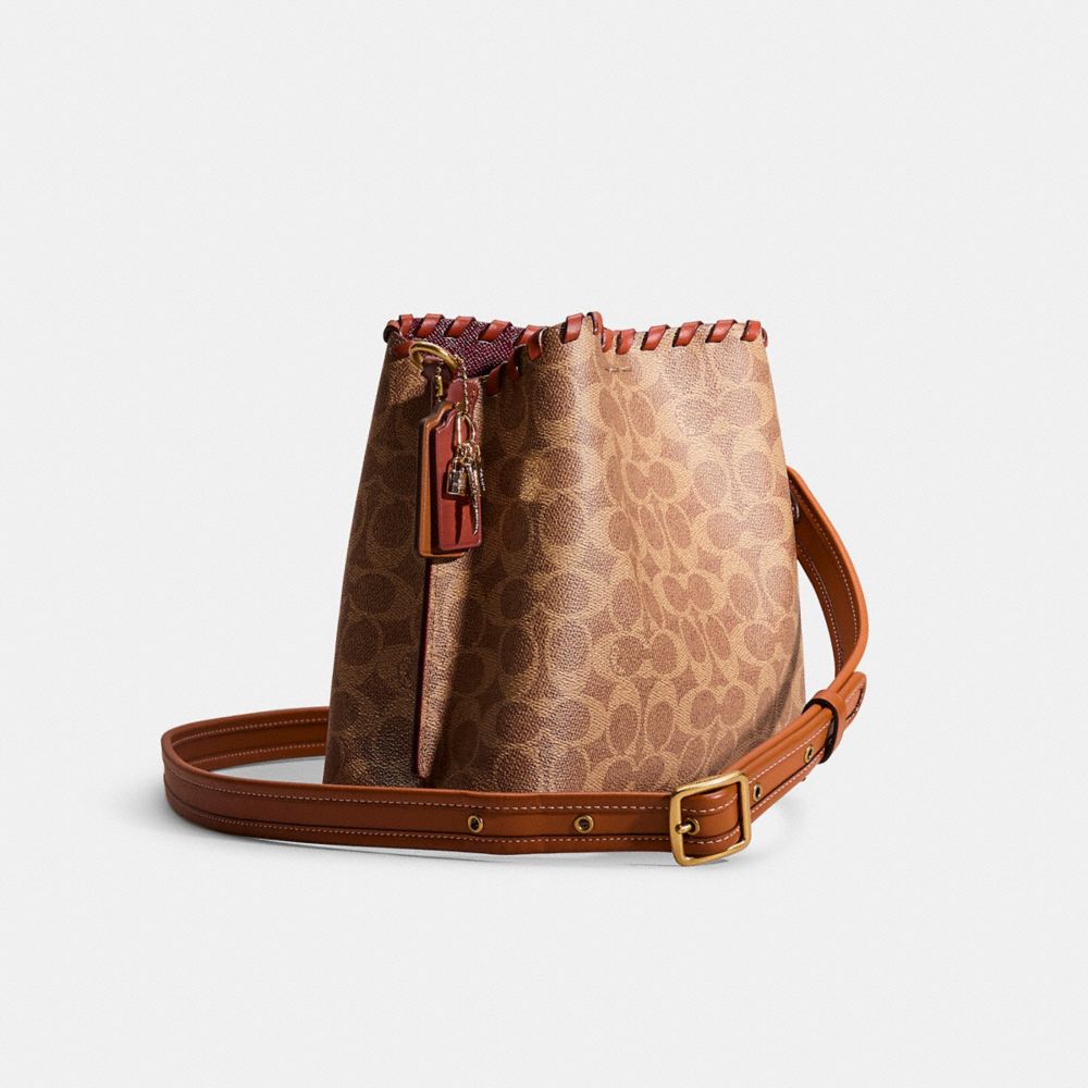 COACH®,Upcrafted Willow Bucket Bag In Signature Canvas,,Angle View