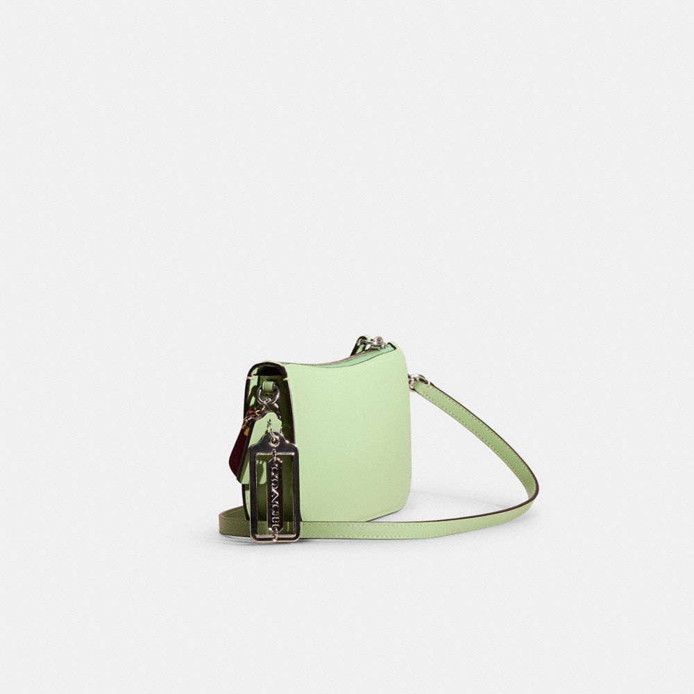 COACH®,Upcrafted Penn Shoulder Bag,Leather,Crossbody,Metal,Silver Metal,Casual,Green,Angle View