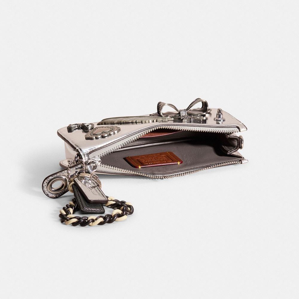 COACH®,Upcrafted Penn Shoulder Bag In Silver Metallic,,Inside View,Top View
