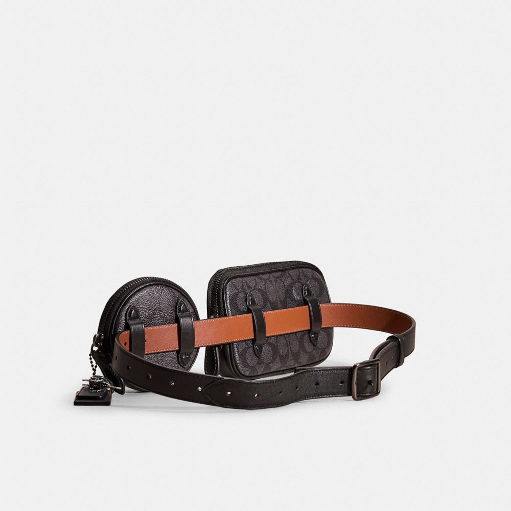 COACH®,Upcrafted Multi Pouch Belt Bag In Signature Canvas,,Angle View