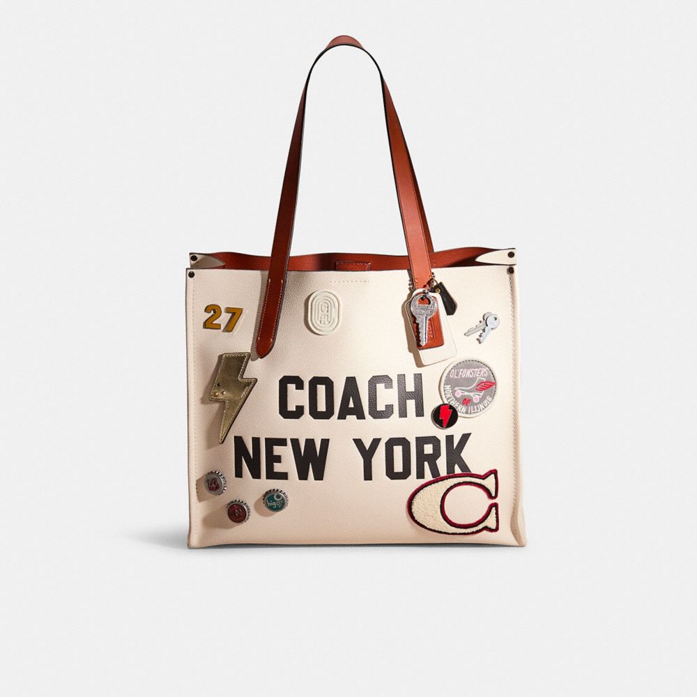 COACH®,Upcrafted Relay Tote Bag With Coach Graphic,,Front View