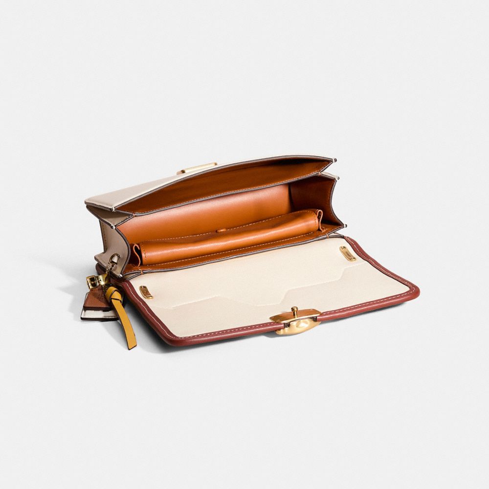 COACH®,Upcrafted Bandit Shoulder Bag,Calfskin Leather,Suede,Crossbody,Applique,Logo,Metal,Piping,Patchwork,Color Block,Adj...,Multi Color,Inside View,Top View