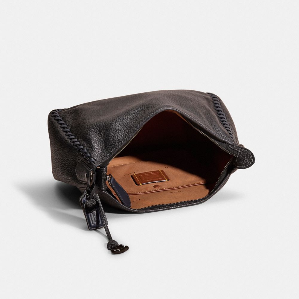 COACH®,Upcrafted Cary Shoulder Bag,Leather,Shoulder Bag,Logo,Whipstitch,Casual,Black,Inside View,Top View