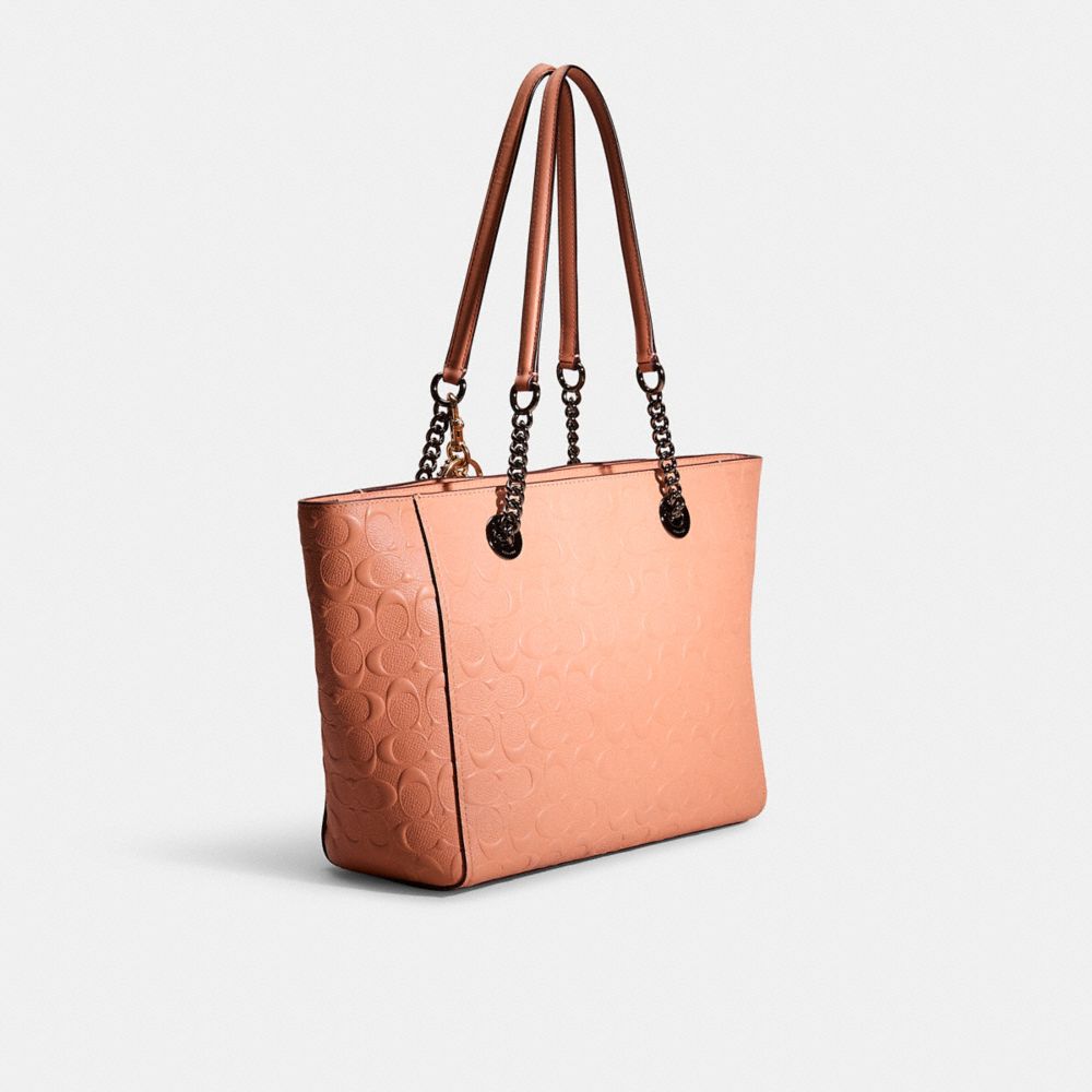 COACH® | Upcrafted Turnlock Chain Tote 27 In Signature Leather