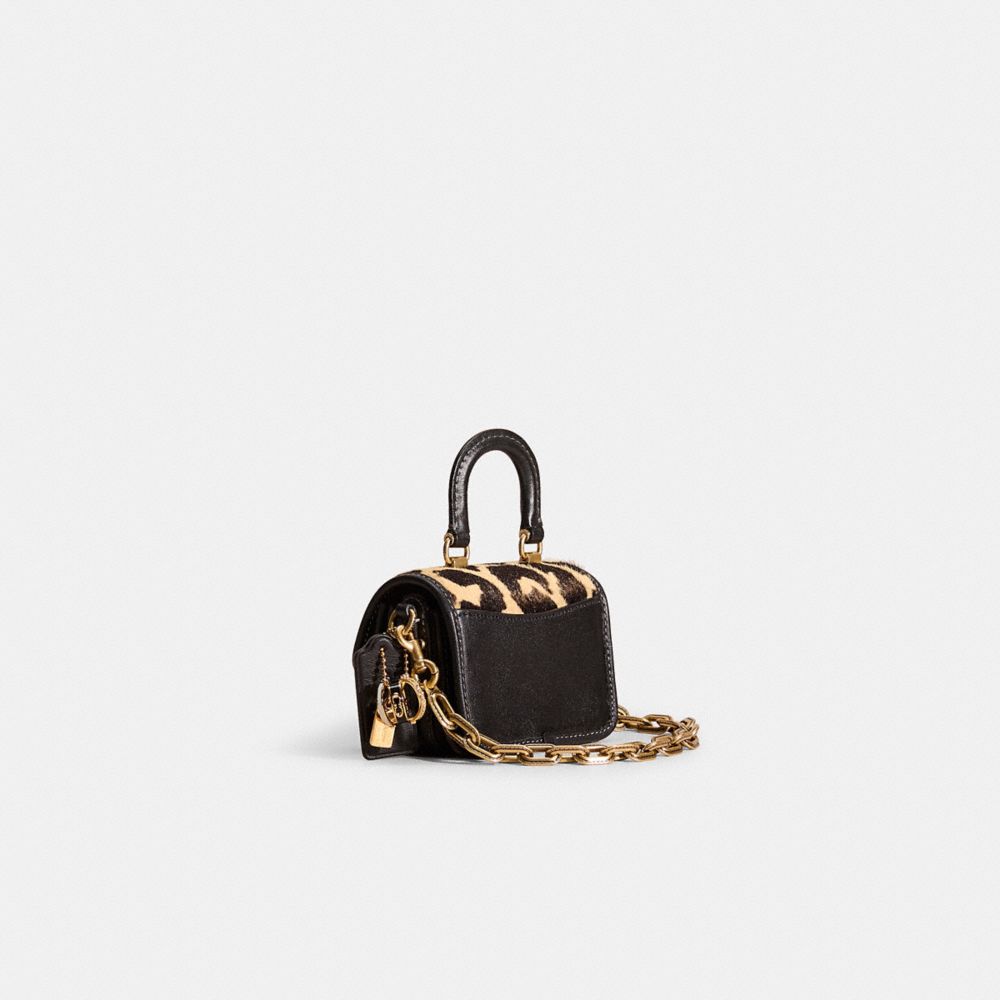 COACH®,Upcrafted Rogue Top Handle Bag 12 In Haircalf With Leopard Print,,Angle View