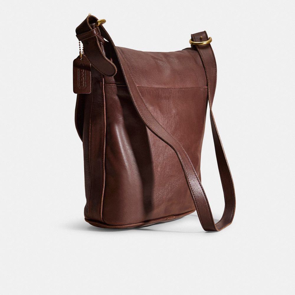 COACH®,Vintage Whitney Bag,Leather,Shoulder Bag,Logo,Embossed,Adjustable,Casual,Brown,Angle View