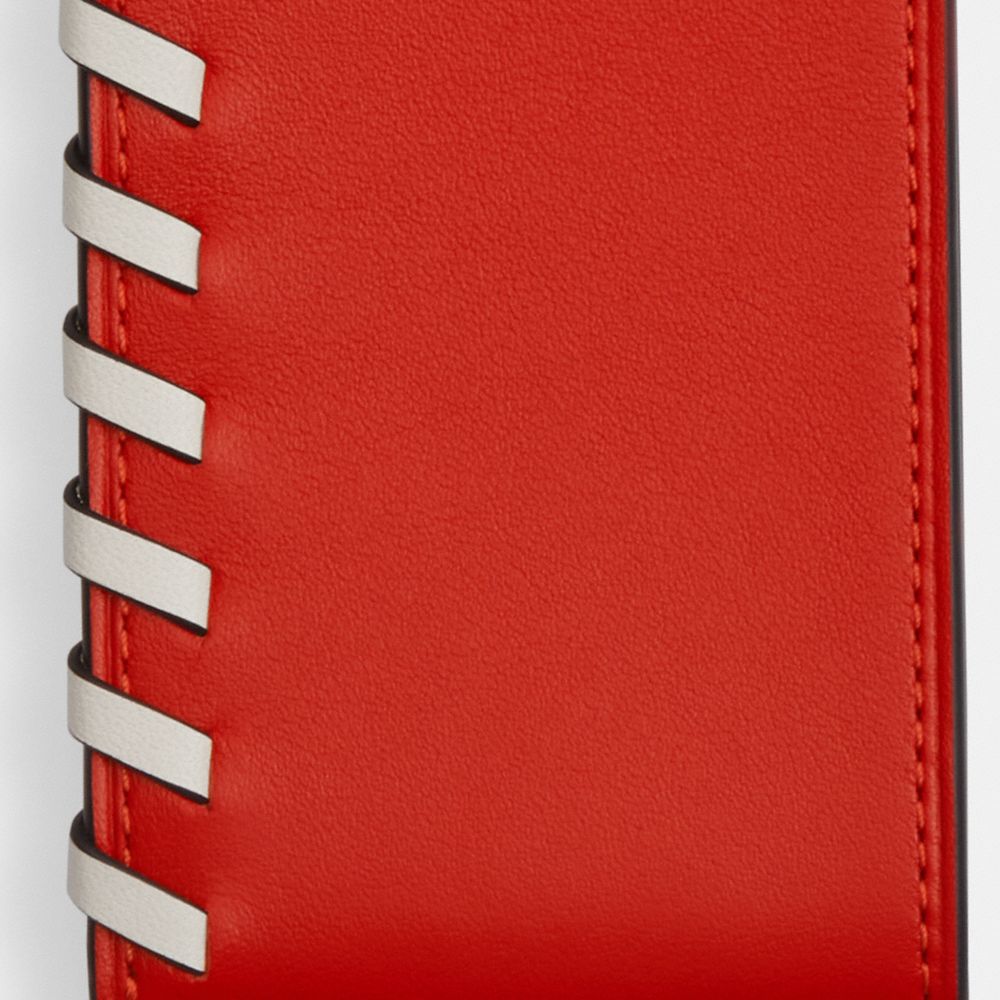 COACH®,Luggage Tag With Whipstitch,Red,Closer View