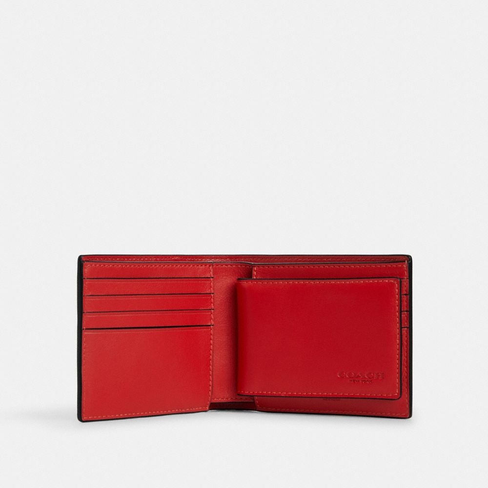 COACH®,PORTEFEUILLE 3-IN-1 AVEC COUTURES WHIPSTITCH,Rouge sport/Craie,Inside View,Top View