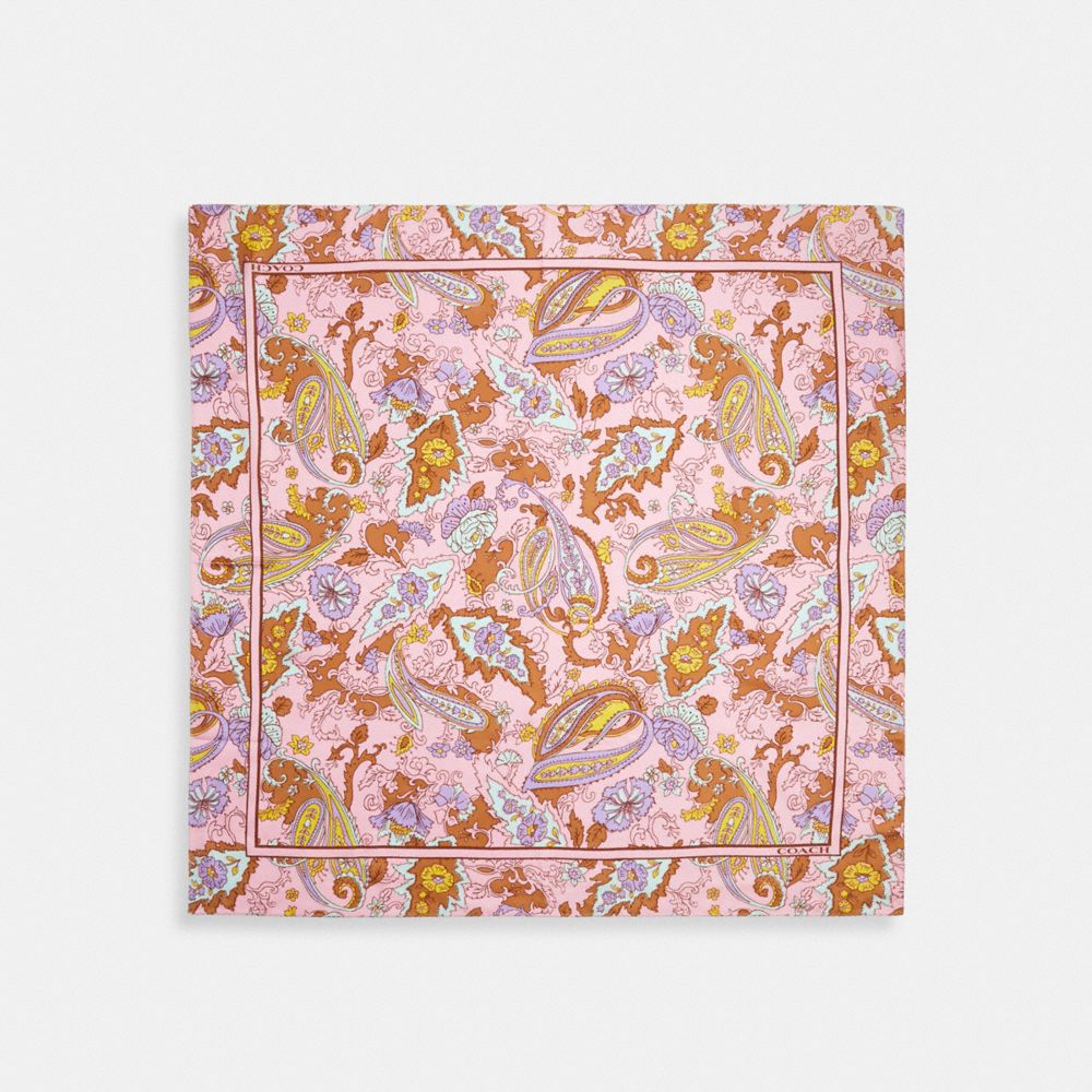 COACH®,Soho Paisley Print Silk Square Scarf,Multi Color,Front View