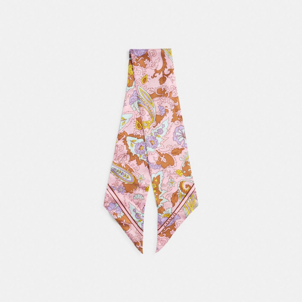 COACH®,Soho Paisley Print Silk Skinny Scarf,,Front View