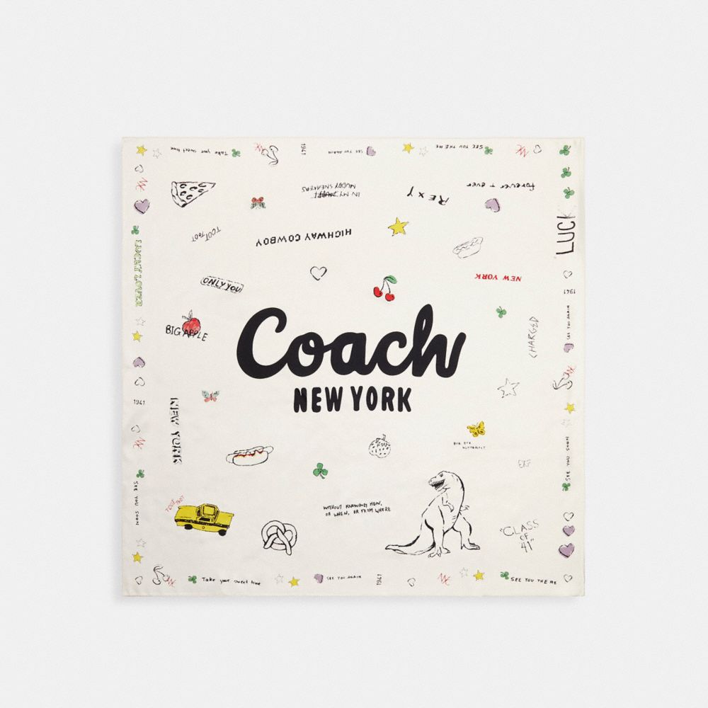 COACH®,Sketch Print Silk Square Scarf,Silk,Square,Casual,Multi Color,Front View image number 0