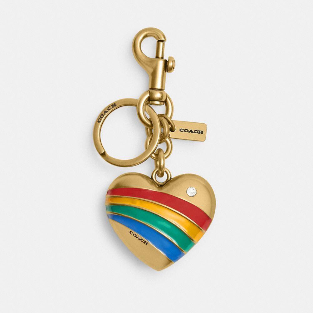 Coach Heart Bag Charm In Brass/multi