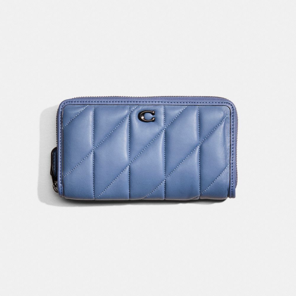 Coach Restored Accordion Zip Wallet In Pewter/washed Chambray