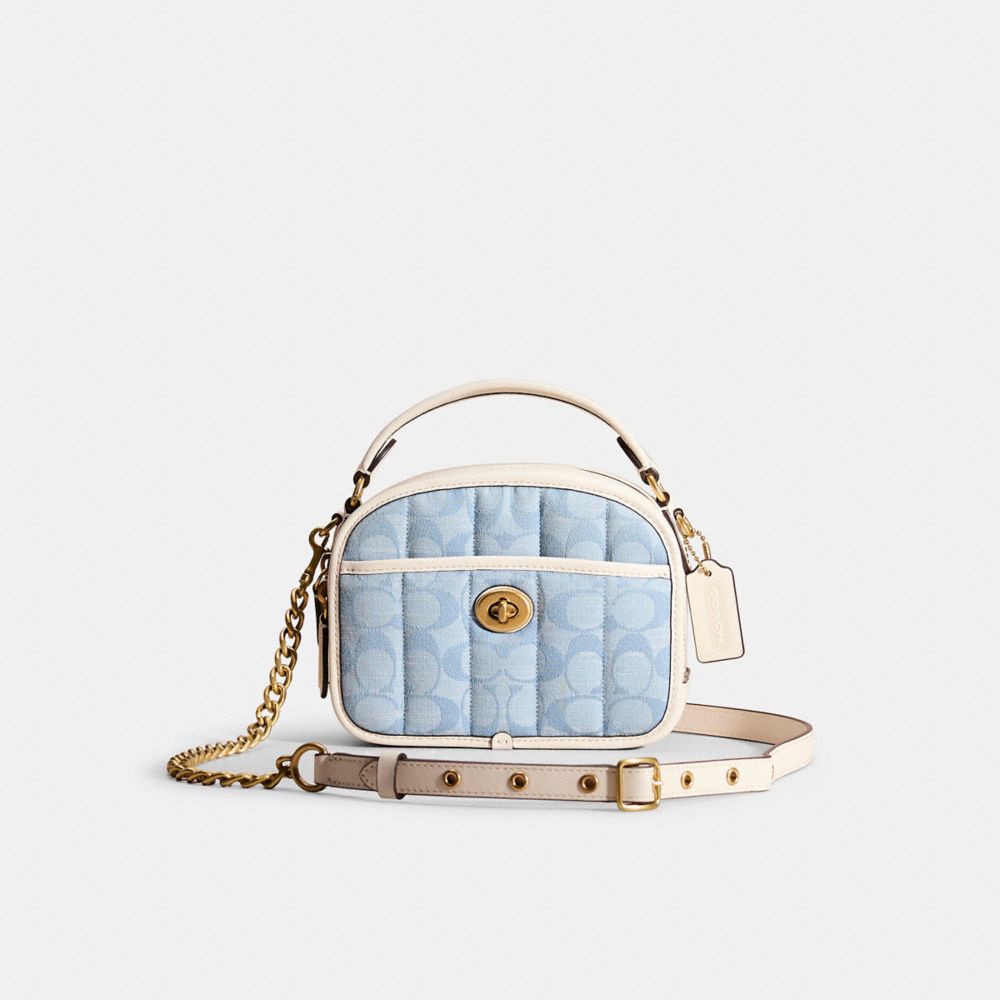 COACH®,Restored Lunchbox Top Handle In Signature Chambray With Quilting,,Front View