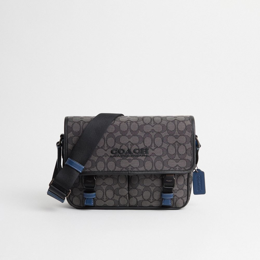 Coach Restored League Messenger Bag Charcoal Black