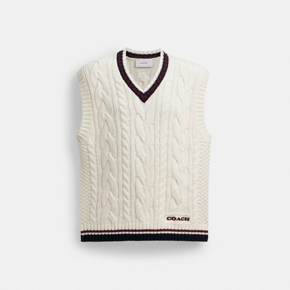 COACH®,Cableknit Sweater Vest,,Front View